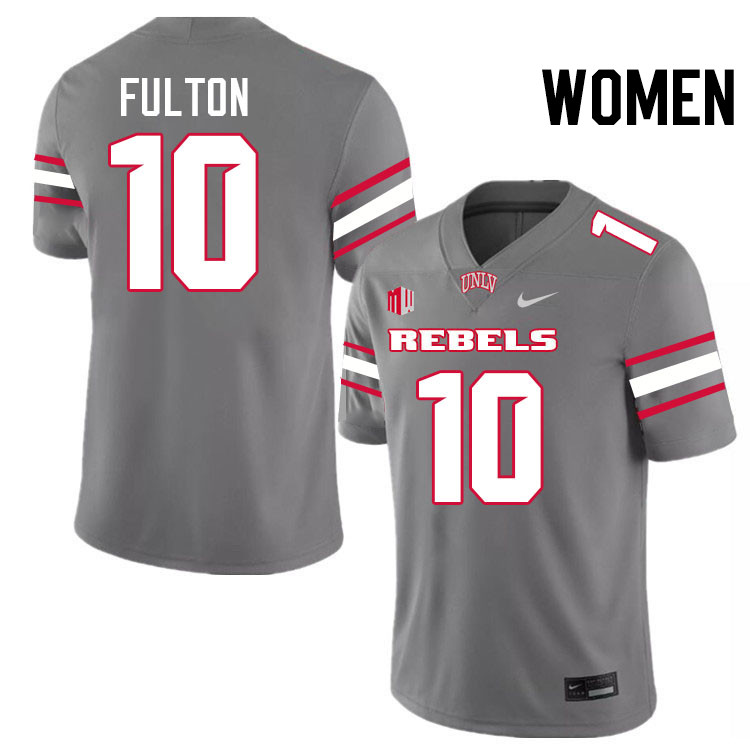 Women #10 Tre Fulton UNLV Rebels College Football Jerseys Stitched-Grey